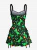 Robe débardeur à lacets imprimée houx, fruits, étoiles, dinosaures et bonbons - Vert XXXL