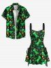 Robe débardeur à lacets imprimée houx, fruits, étoiles, dinosaures et bonbons - Vert XXXL