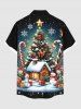 Chemise grande taille pour homme avec imprimé sapin de Noël, flocons de neige, bonhomme de neige et maison en bonbons, motif galaxie ombrée. - Noir 4XL