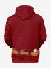 Plus Size Christmas Hat Elk Print Pocket Drawstring Pullover Long Sleeves Hoodie For Men - Rouge foncé 2XL