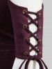 Robe 2 en 1 grande taille à lacets, œillets, volants, bordure en dentelle et manches évasées - Rouge foncé 1X | US 14-16