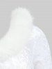 Robe longue asymétrique en velours à boutons, col en polaire, manches longues et ceinture - Blanc 5x | US 30-32