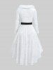 Robe longue asymétrique en velours à boutons, col en polaire, manches longues et ceinture - Blanc 5x | US 30-32