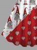 Plus Size Christmas Dwarf Heart Bowknot Gift Print A Line Dress -  