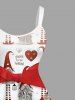 Plus Size Christmas Dwarf Heart Bowknot Gift Print A Line Dress -  