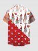 Chemise à poches boutonnées grande taille pour homme, imprimée avec un nain de Noël, un cœur et un nœud papillon. Motif : nain, cœur et cadeau. - Rouge S