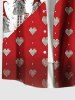 Chemise à poches boutonnées grande taille pour homme, imprimée avec un nain de Noël, un cœur et un nœud papillon. Motif : nain, cœur et cadeau. - Rouge S