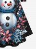 Robe à capuche grande taille à imprimé bonhomme de neige et fleurs de Noël, lacée et à cordon de serrage - Noir S