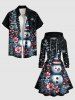 Robe à capuche grande taille à imprimé bonhomme de neige et fleurs de Noël, lacée et à cordon de serrage - Noir S