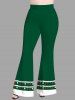 Pantalon évasé imprimé de lumières de Noël grande taille - Vert 1X