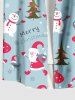 Plus Size Christmas Tree Santa Claus Snowman Print Buttons Pocket Shirt For Men -  