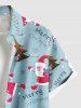 Plus Size Christmas Tree Santa Claus Snowman Print Buttons Pocket Shirt For Men -  