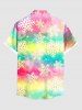 Chemise à boutons et poche pour homme, grande taille, imprimé flocons de neige tie-dye ombré de Noël - Multi-A XL