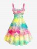 Plus Size Christmas Ombre Tie Dye Snowflake Print Tank Dress -  