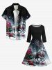 Christmas Elk Rose Flower Butterfly Printed Ombre Midi 50's Vintage A Line Dress -  