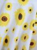 Sunflowers Print Lattice Crisscross Skirt 3 Piece Tankini Swimsuit -  