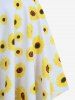 Sunflowers Print Lattice Crisscross Skirt 3 Piece Tankini Swimsuit -  