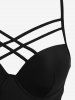 Sunflowers Print Lattice Crisscross Skirt 3 Piece Tankini Swimsuit -  