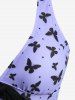 Butterfly Print Bowknot Crisscross Straps Cinched Tankini Swimsuit -  
