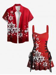 Christmas Snowflake Ombre Glitter 3D Print Plus Size Matching Outfit For Couples -  