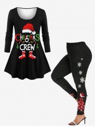 Christmas Tree Hat Boots Candy Snowflake Print Plus Size Matching Set -  
