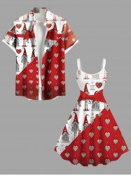 Christmas Dwarf Heart Bowknot Gift Print Plus Size Matching Outfit For Couples -  