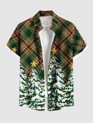 Chemise à carreaux à motif sapin de Noël grande taille pour homme - Olive Verte 6XL