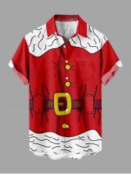 Chemise à poches et boutons imprimée avec costume de Père Noël grande taille pour homme - Rouge L
