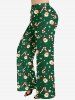 Ensemble pyjama grande taille assorti pour femme, imprimé Père Noël, flocons de neige et bonbons - Noir 