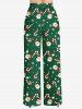 Ensemble pyjama grande taille assorti pour femme, imprimé Père Noël, flocons de neige et bonbons - Noir 