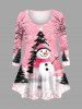 Christmas Tree Snowman Snowflake Print Plus Size Matching Set -  