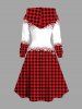 Christmas Plaid Elk Bowknot Snowflake Print Plus Size Matching Outfit For Couples -  