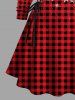 Christmas Plaid Elk Bowknot Snowflake Print Plus Size Matching Outfit For Couples -  