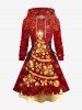 Christmas Tree Bowknot Ball Bell Flowers Snowflake Print Plus Size Matching Outfit For Couples -  