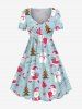 Christmas Tree Santa Claus Snowman Print Plus Size Matching Outfit For Couples -  