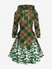 Christmas Tree Plaid Print Plus Size Matching Outfit For Couples -  