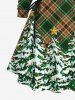 Christmas Tree Plaid Print Plus Size Matching Outfit For Couples -  