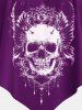 Plus Size & Curve Gothic Skull Print Ruffled Overlay Tankini Swimwear -  