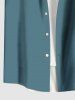 Plus Size Octopus Hat Colorblock Print Buttons Pocket Hawaii Shirt For Men -  