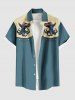 Plus Size Octopus Hat Colorblock Print Buttons Pocket Hawaii Shirt For Men -  
