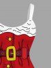 Plus Size Christmas Santa Claus Costume Print Tank Dress -  