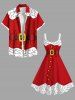 Plus Size Christmas Santa Claus Costume Print Tank Dress -  