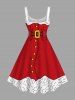 Plus Size Christmas Santa Claus Costume Print Tank Dress -  