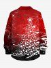Chemise à boutons et poches pour homme, grande taille, imprimé sapin de Noël et étoiles. - Rouge M