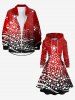 Plus Size Christmas Tree Stars Print Lace Up Drawstring Hoodie Dress -  