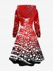 Plus Size Christmas Tree Stars Print Lace Up Drawstring Hoodie Dress -  