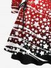 Plus Size Christmas Tree Stars Print Lace Up Drawstring Hoodie Dress -  