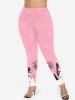 Plus Size Christmas Tree Snowman Snowflake Print Leggings -  