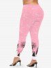 Plus Size Christmas Tree Snowman Snowflake Print Leggings -  