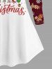 T-shirt à manches longues pour femme grande taille, imprimé sapin de Noël, flocons de neige, pain d'épice et bonbons. - Rouge 2X